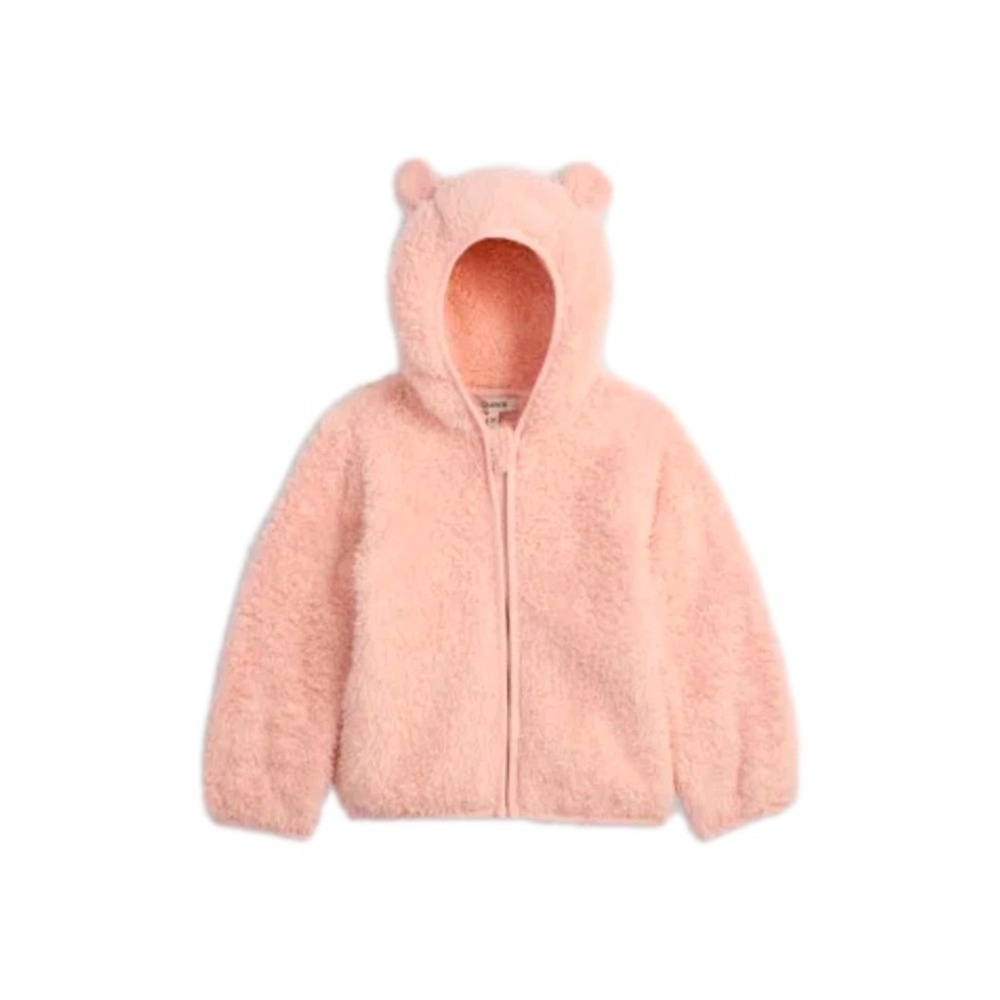 Quince Recycled Sherpa Fleece Bear Jacket Hooded Fuzzy Zip Cozy Casual SZ 5 BTS